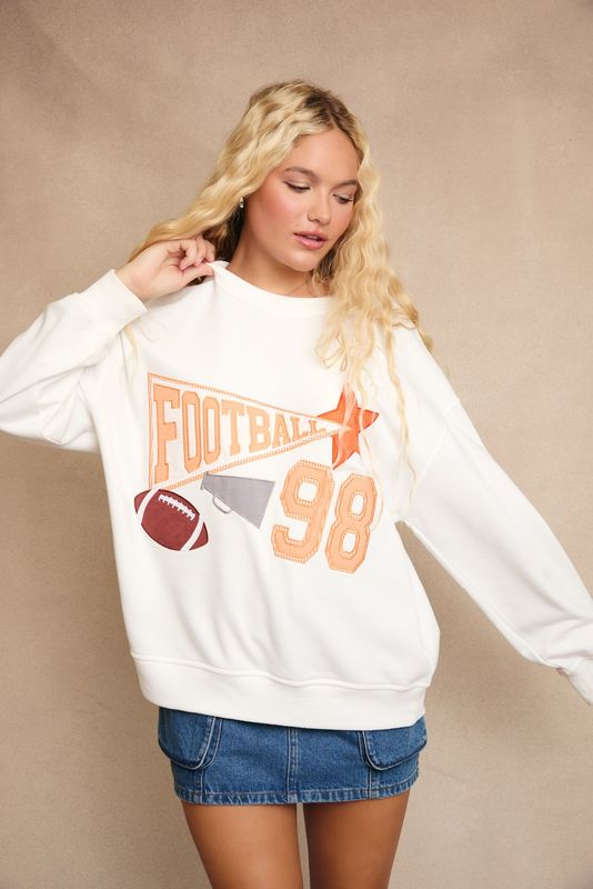 Football Patch Work Oversized Sweatshirt