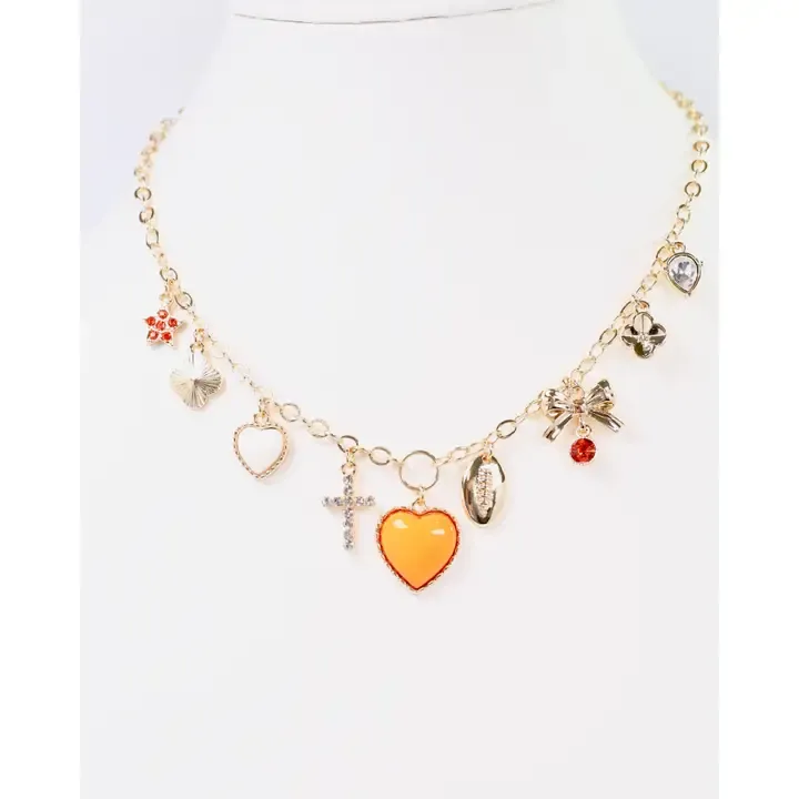 Bentley Charm Necklace Orange/White