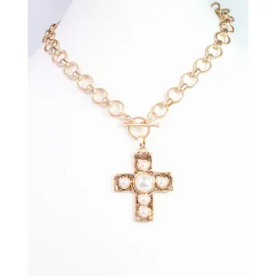 Clampett Cross Necklace Gold