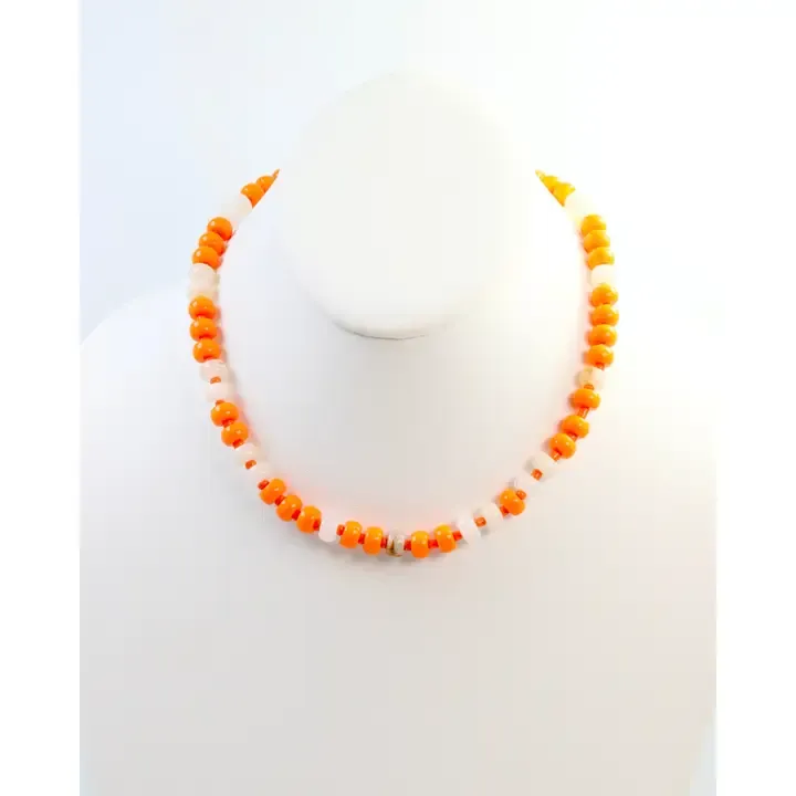 Ellison Stone Necklace Orange White