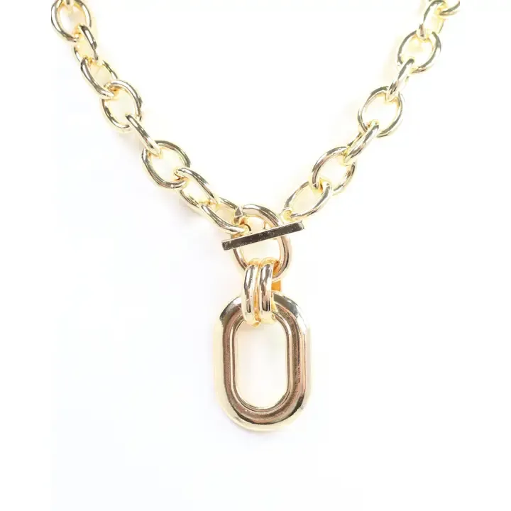 Francey Gold Oval Pendant Necklace-Gold