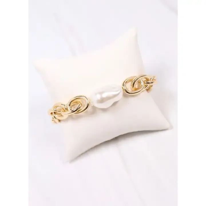 Harrie Link Bracelet W/Gold Pearl