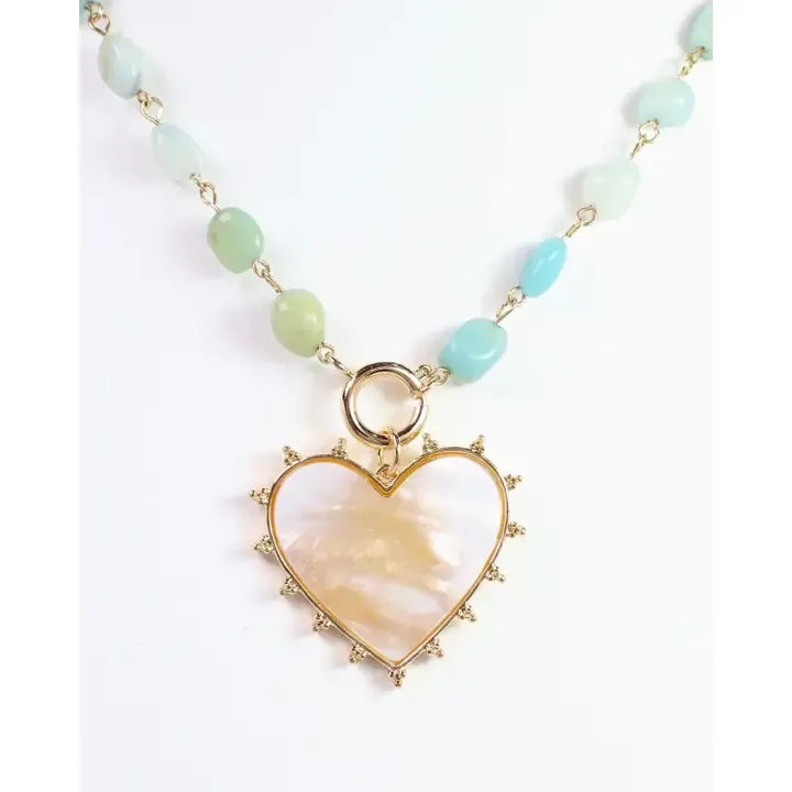 Lauderdale Stone &amp; Heart Pendant Amazonite
