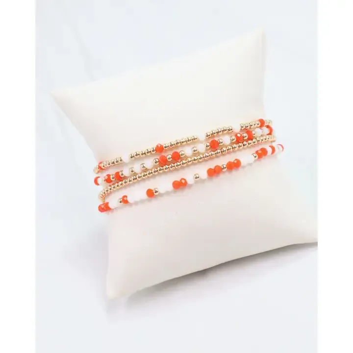 Lottie Beaded Braclet Set Orange/White