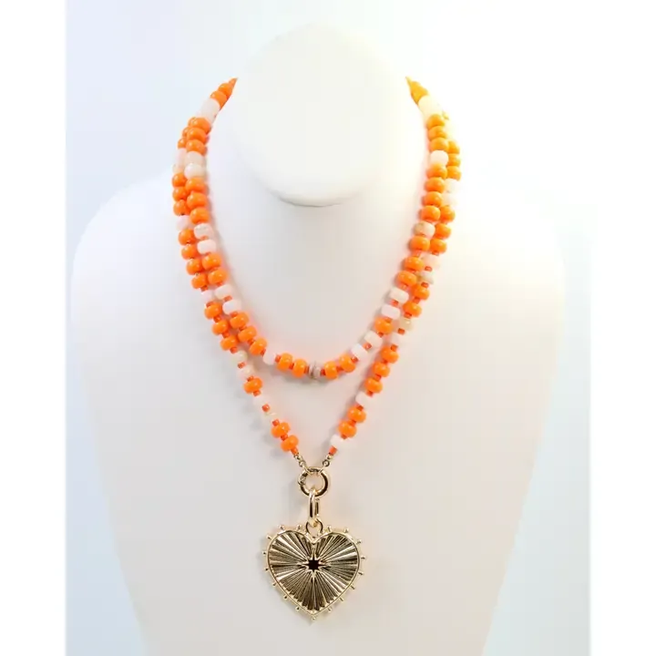 McLane Stone Necklace W/Toggle Orange/White