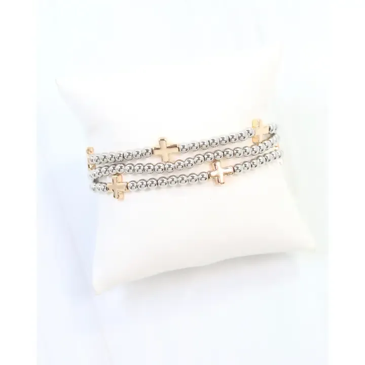 Milano Cross Bracelet Set Gold/Silver