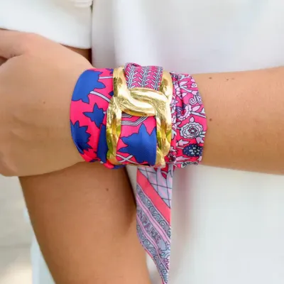 Sedgefield Scarf Bracelet Navy Red