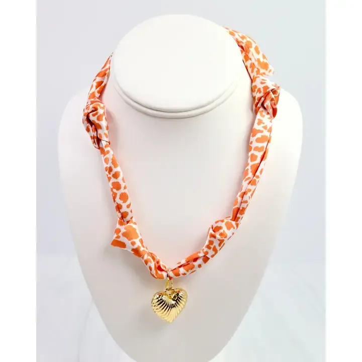 Serafina Scarf Charm Necklace Orange Lep
