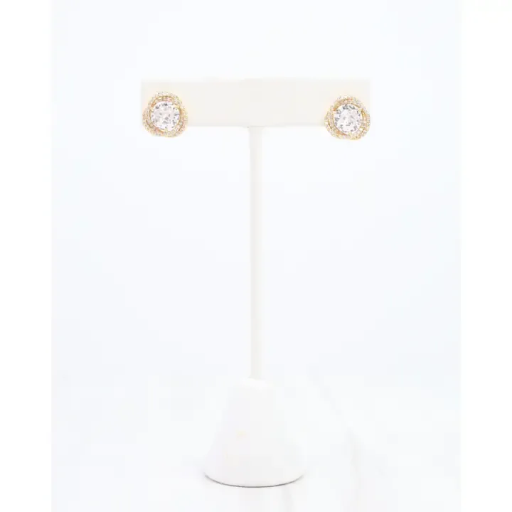 Tacey CZ Knot Stud Earring Gold