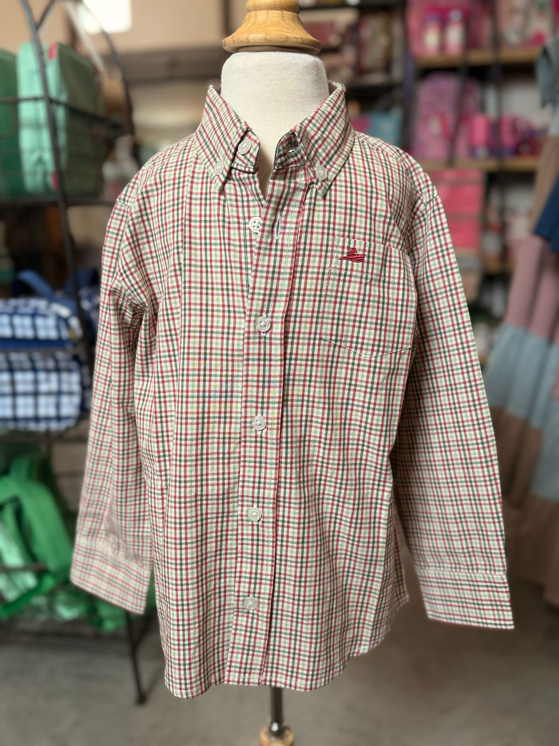 Boys Dress Shirt-Mineral/Elm Green