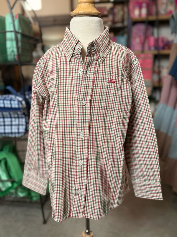 Boys Dress Shirt-Mineral/Elm Green