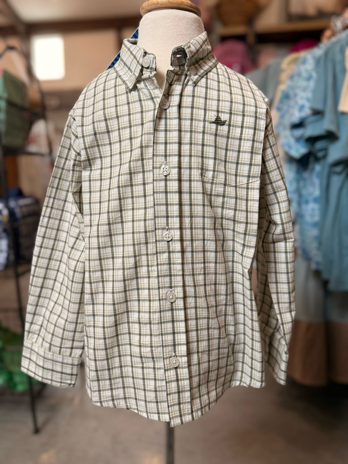 Boys Dress Shirt-Olive/Elm
