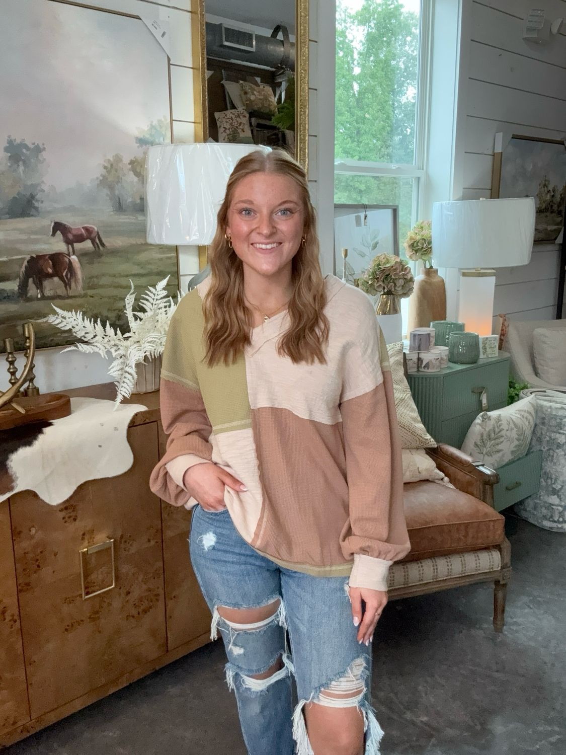 Mocha Patch Top