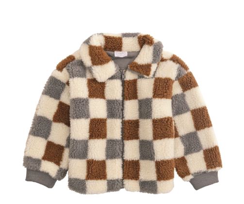 Gray Check Sherpa Jacket