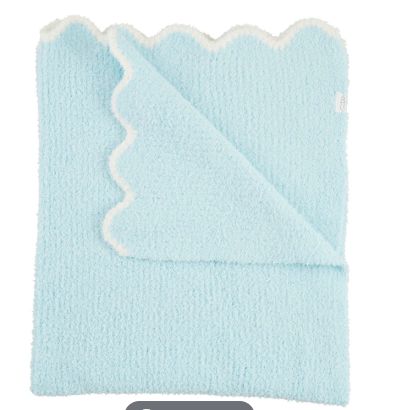 Blue Scallop Chenille Blanket