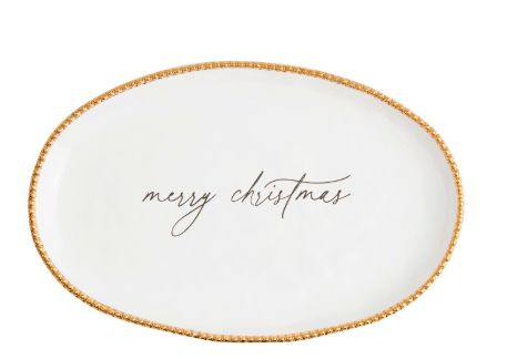 Merry Christmas Gold Bead Platter