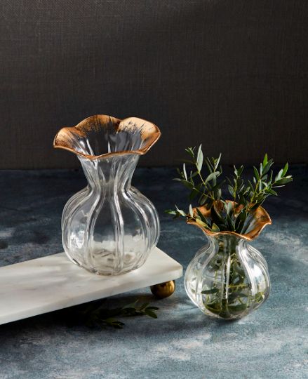 Small Gold Edge Ruffle Vase