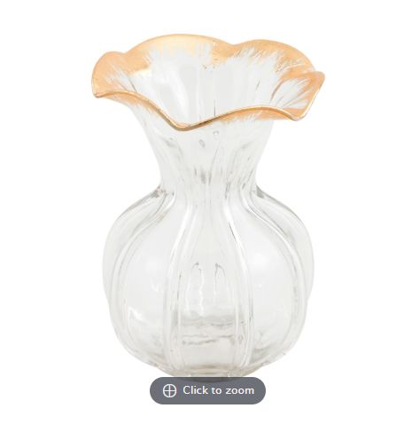 Large Gold Edge Ruffle Vase