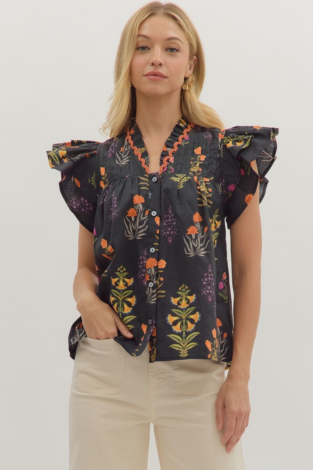 Taylony Flutter Sleeve Top