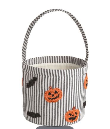 Beaded Halloween Bucket-Pumpkin