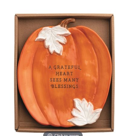 Orange Pumpkin Sentiment Plate