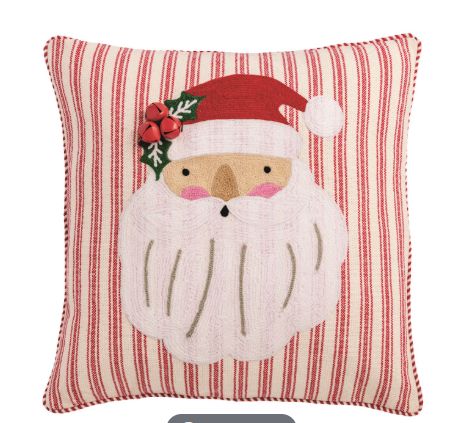Santa Whimsy Christmas Embroidered Pillow
