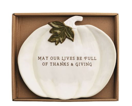 White Pumpkin Sentiment Plate
