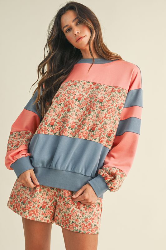 Floral Color Black Sweatshirt