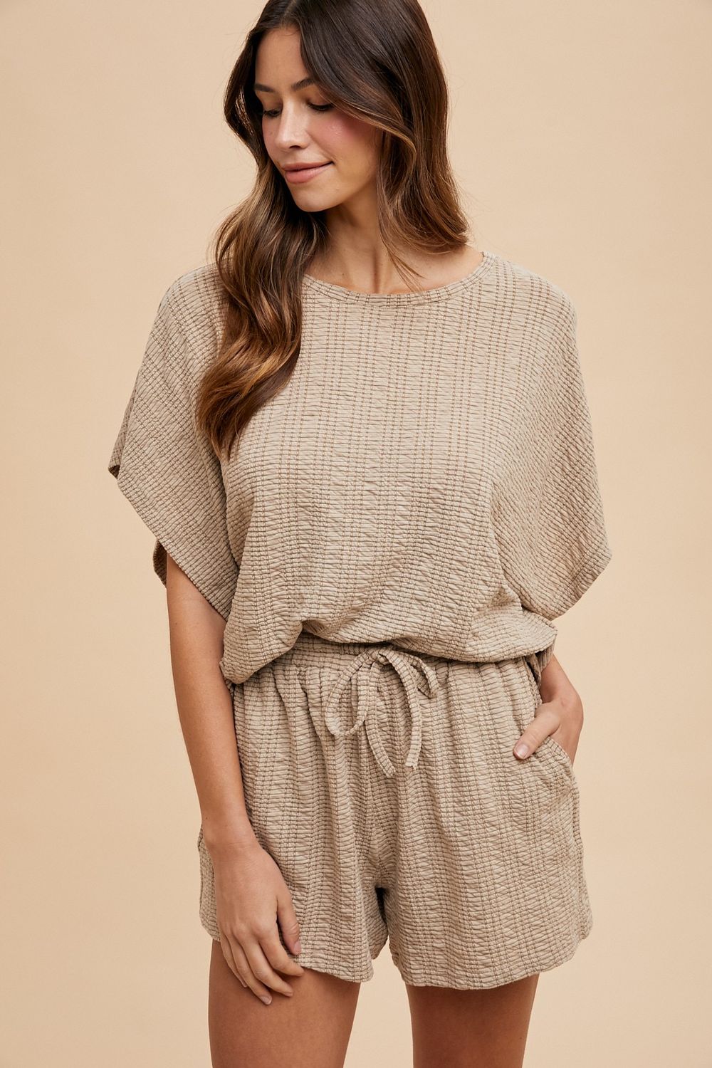 Textured Knit Top &amp; Short Set