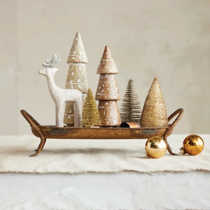 Metal Footed Tray-Rust Finish