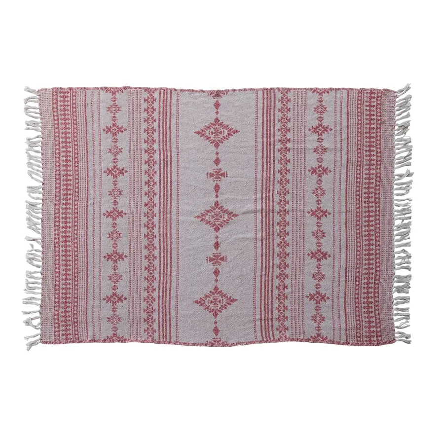 Cotton Blend Throw W/Pattern-XS9090