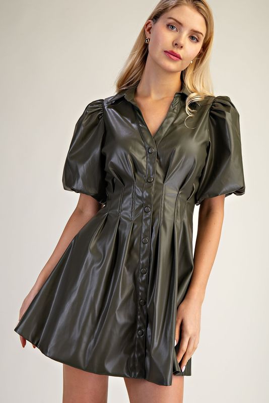 CH Olive Luxe Leather Dress