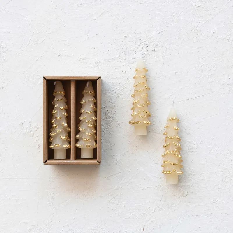 Cream Short Tree Shaped Tapers-XS4564