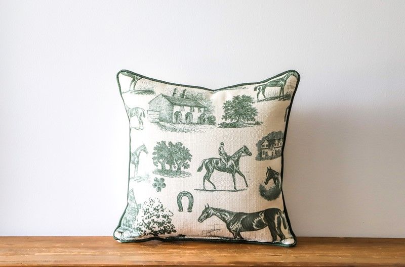 Equesterian Pattern Pillow+Piping