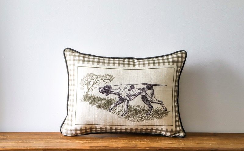 Ginghanm Hunting Dor Pillow+Piping