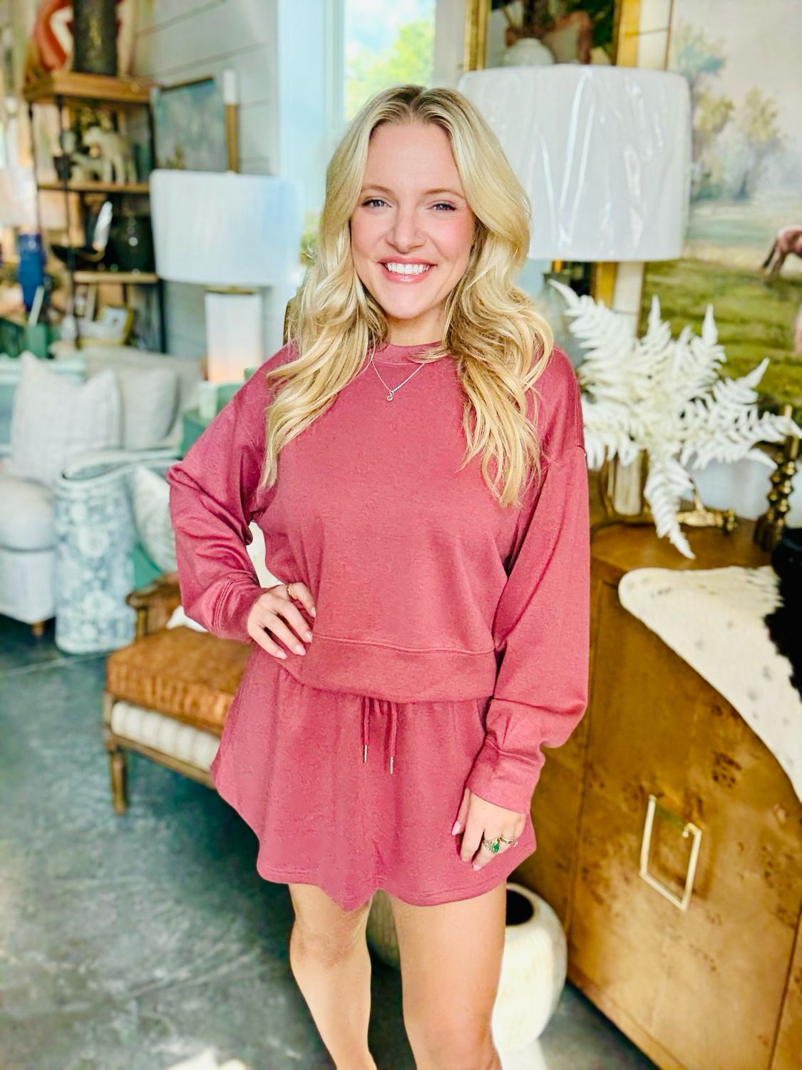 Rusty Rose Sweatshirt &amp; Skirt Set