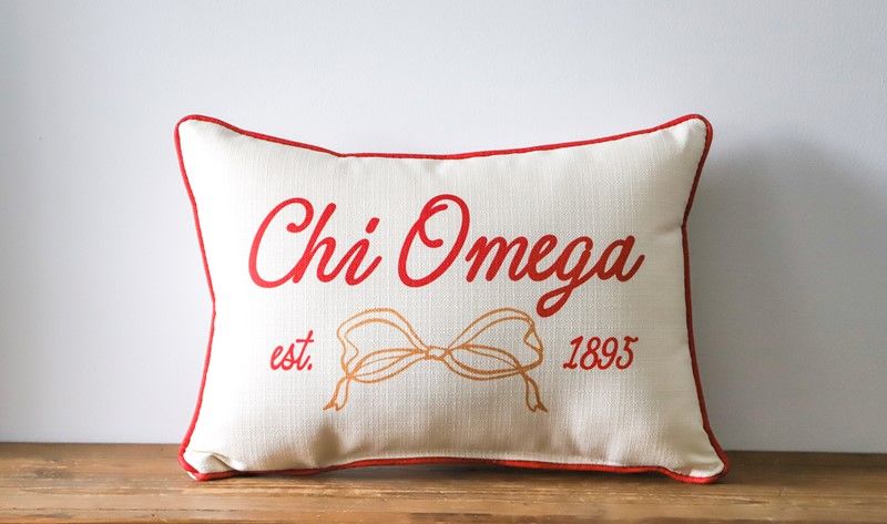 Chi Omega Bow Script W/Piping