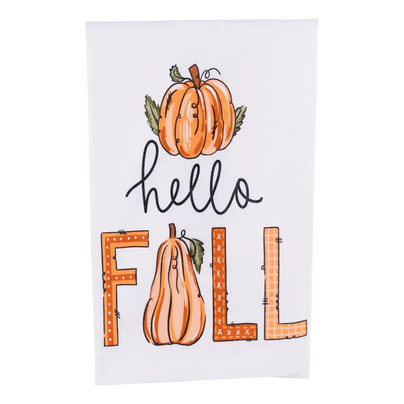 Hello Fall Pumpkin Tea Towl