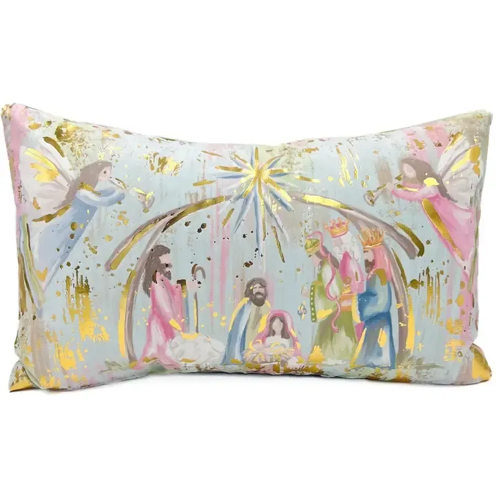 VG Gold Foil Pastel Nativity Pillow