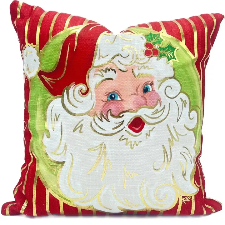 VG Gold Foil Pretty N Red Santa Pillow