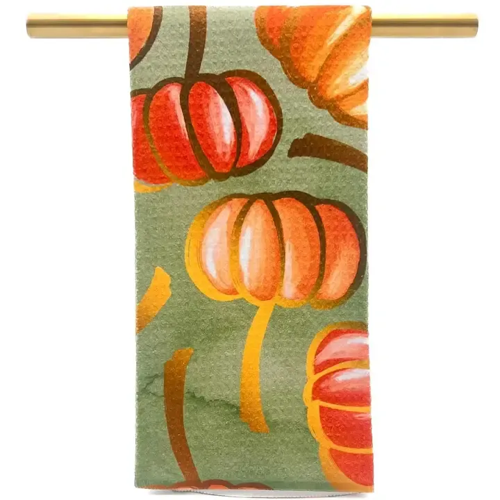 VG Orange Falling Pumpkins Tea Towel