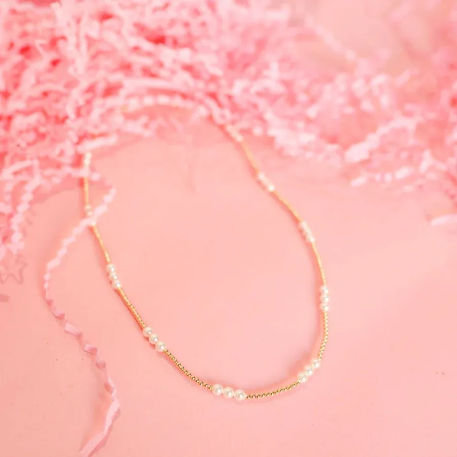 VG ILY Pearl Beaded Necklace-14in