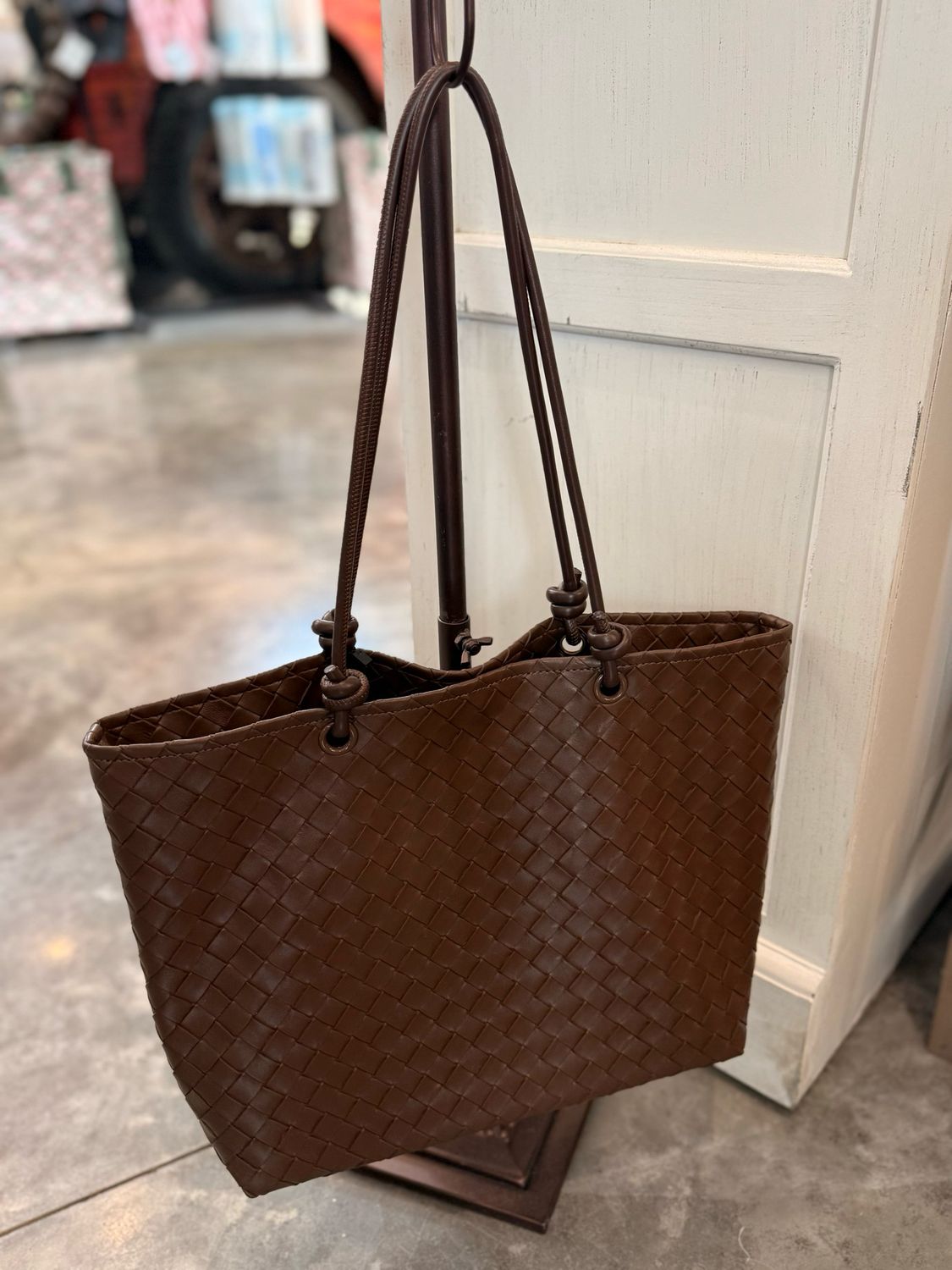 VG Woven Tote-Dark Brown