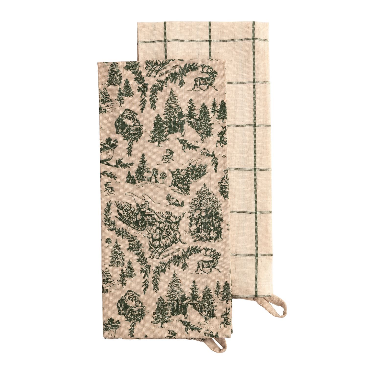 Toile White Chritmas Towel Set