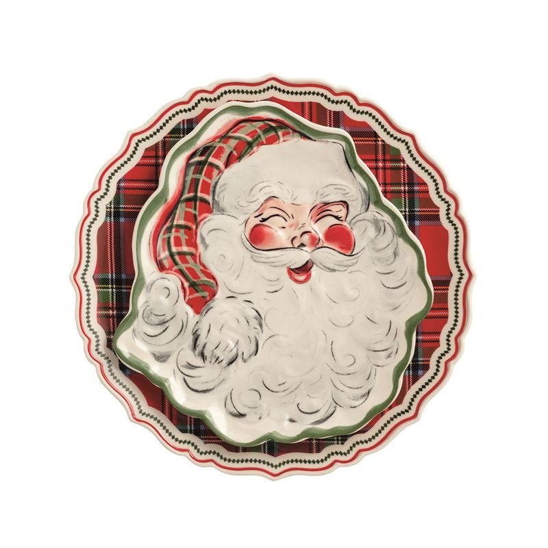 Tartan &amp; Santa Platter Set