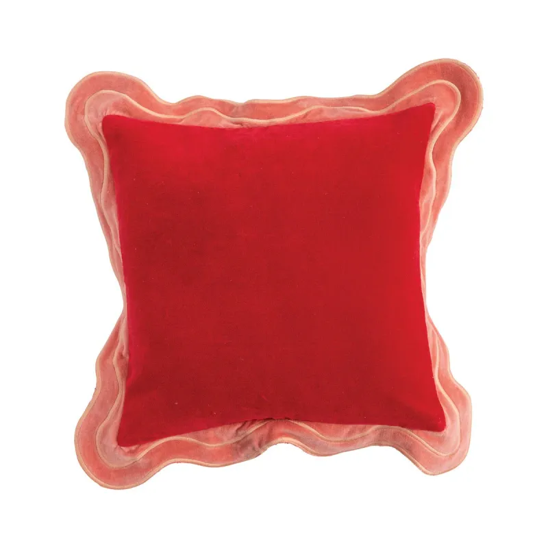Cotton Velvet Pillow Scalloped Edge-XS9089