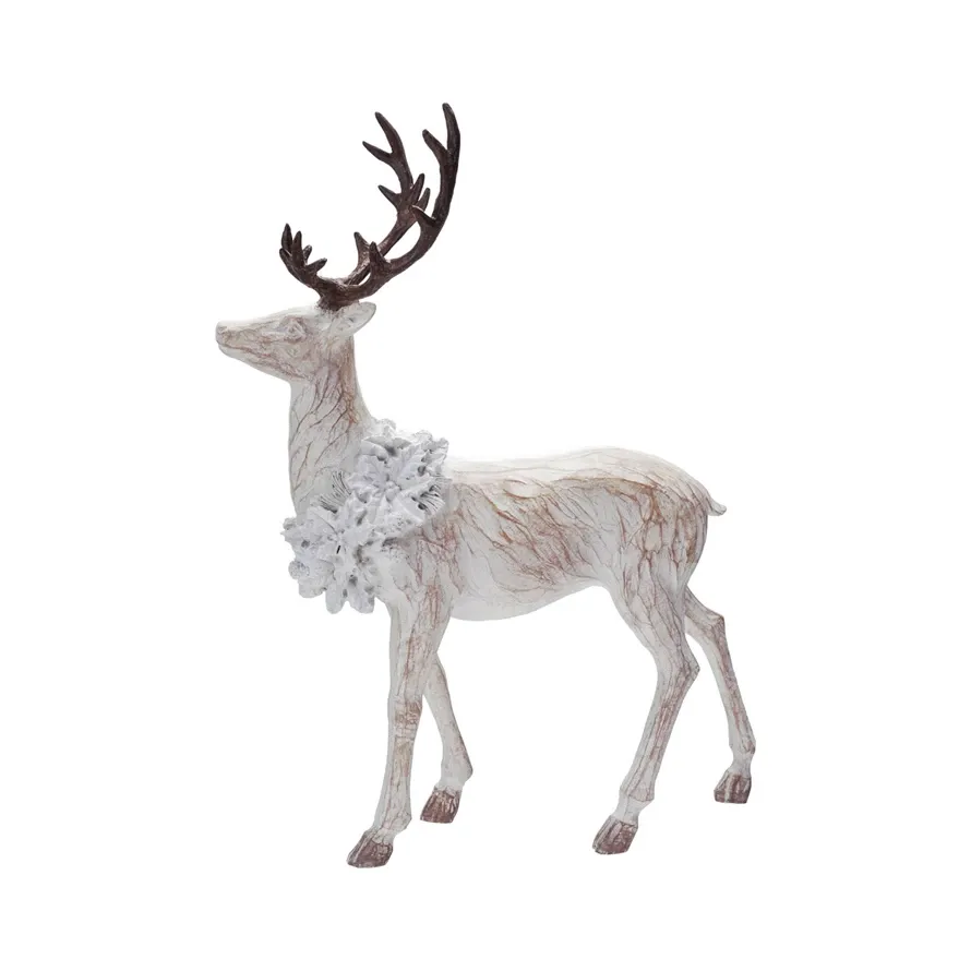 Resin Standing Deer Whitewashed-XS8793