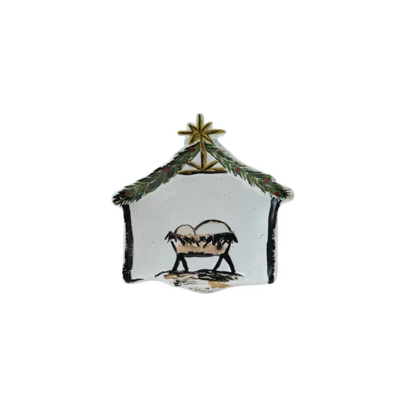 Stoneware Baby in A Manger Dish-XS8624