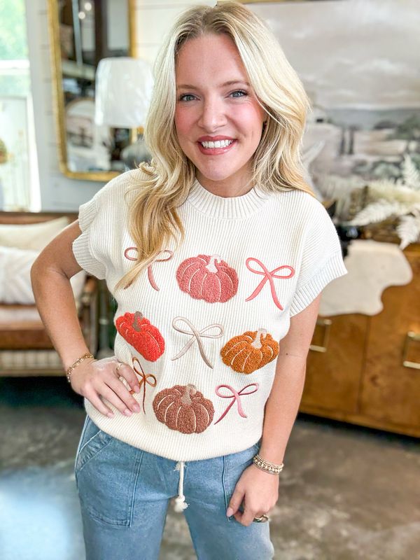 Josie Pumpkin Rows Sweater