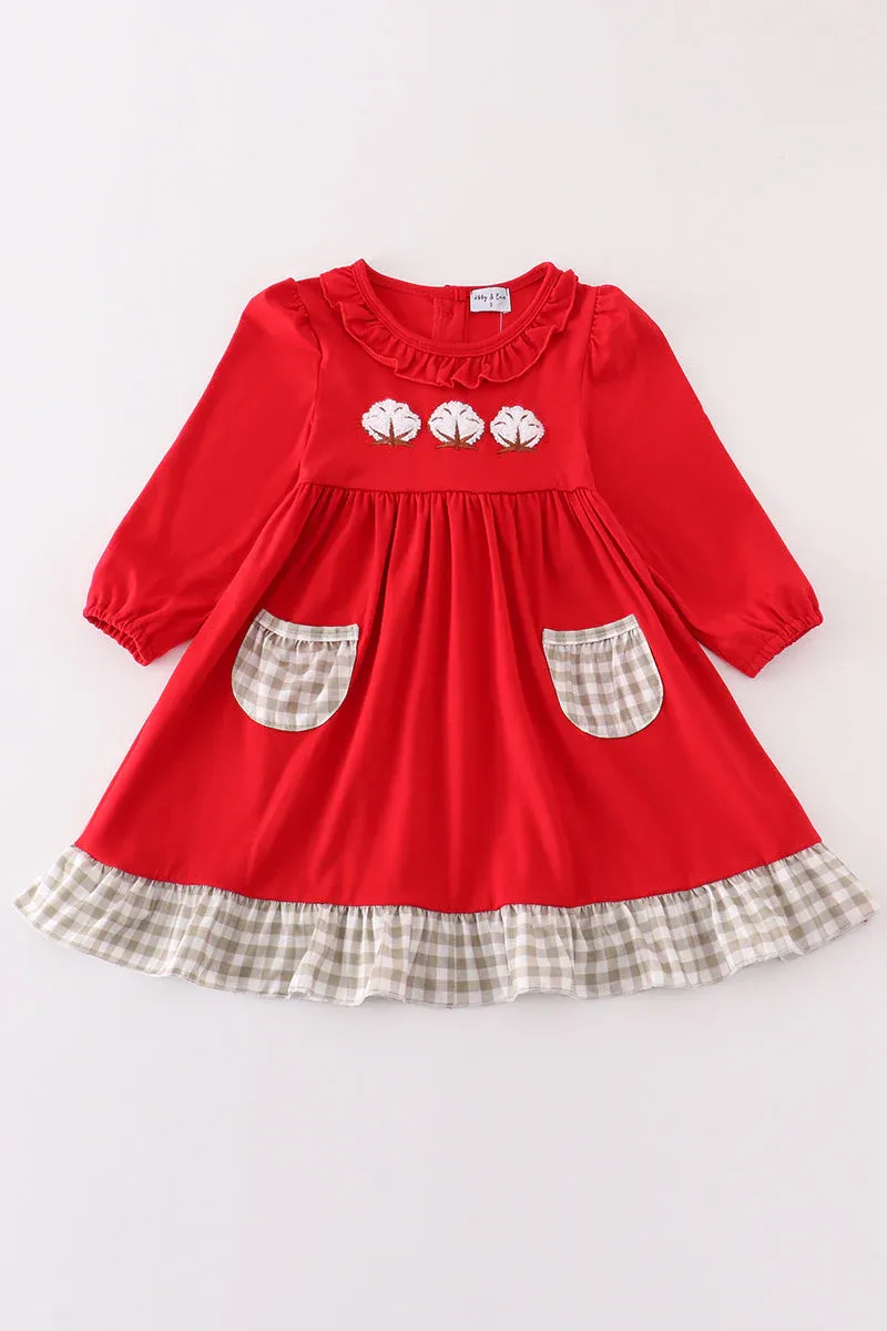 CS Maroon Cotton French Knot Dress